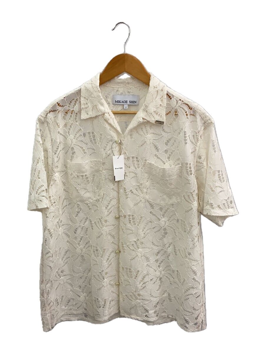 【中古】MIKAGE SHIN◆Pearl Button Lace Shirt/半袖プルオーバー/1/ポリエステル/WHT/23SS-0405/? NULL ?【レディース御召しもの】