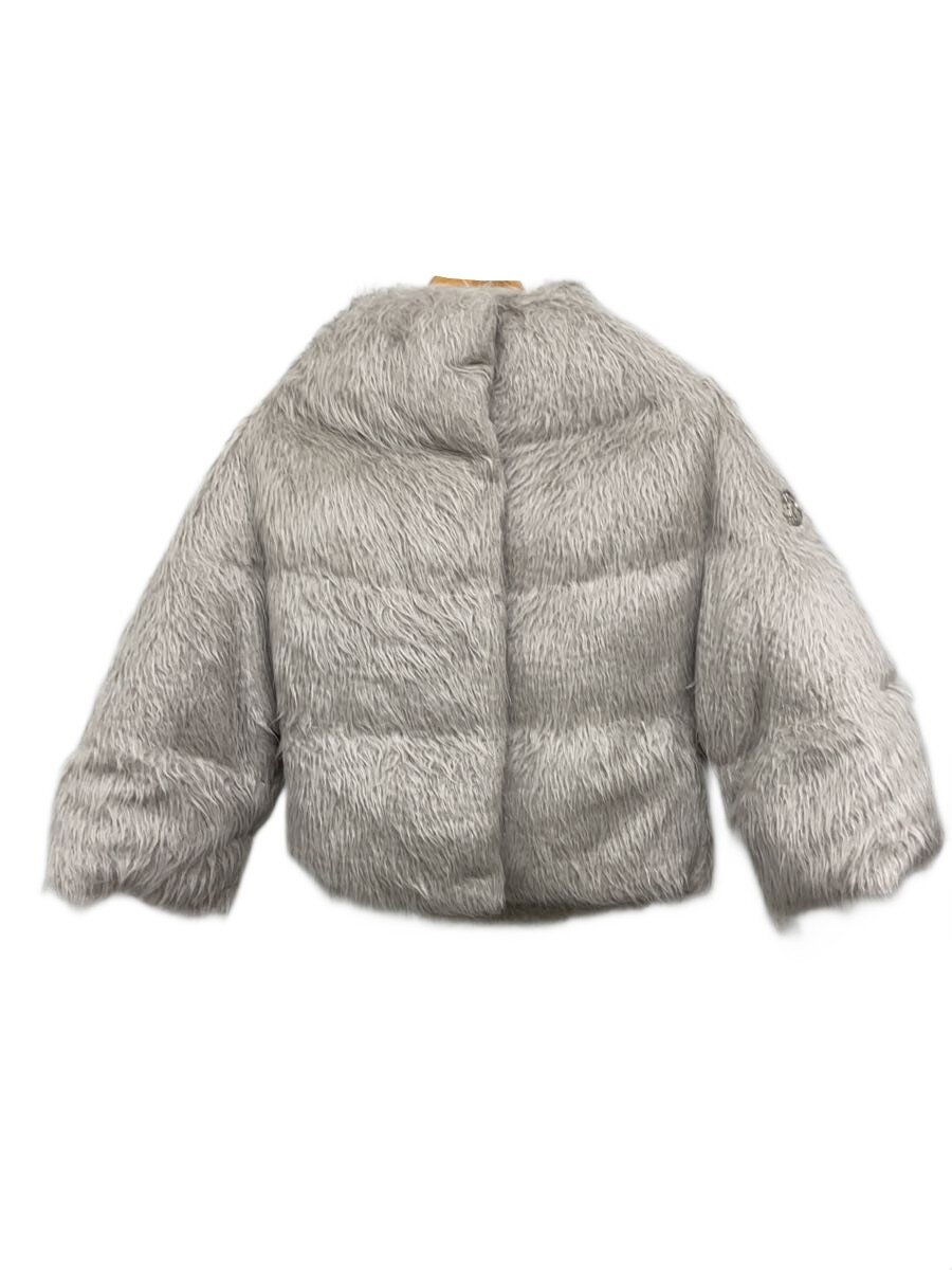 【中古】MONCLER◆ファーダウンジャケット/金属元素紋章/1/アルパカ/GRY/無地/920-193-35521-00【レディースお召しもの】