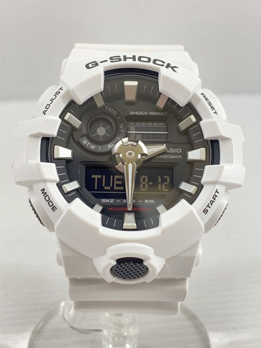 【中古】CASIO◆石英ウオッチ・G-SHOCK/デジアナ/WHT/BLK【服飾雑貨他】