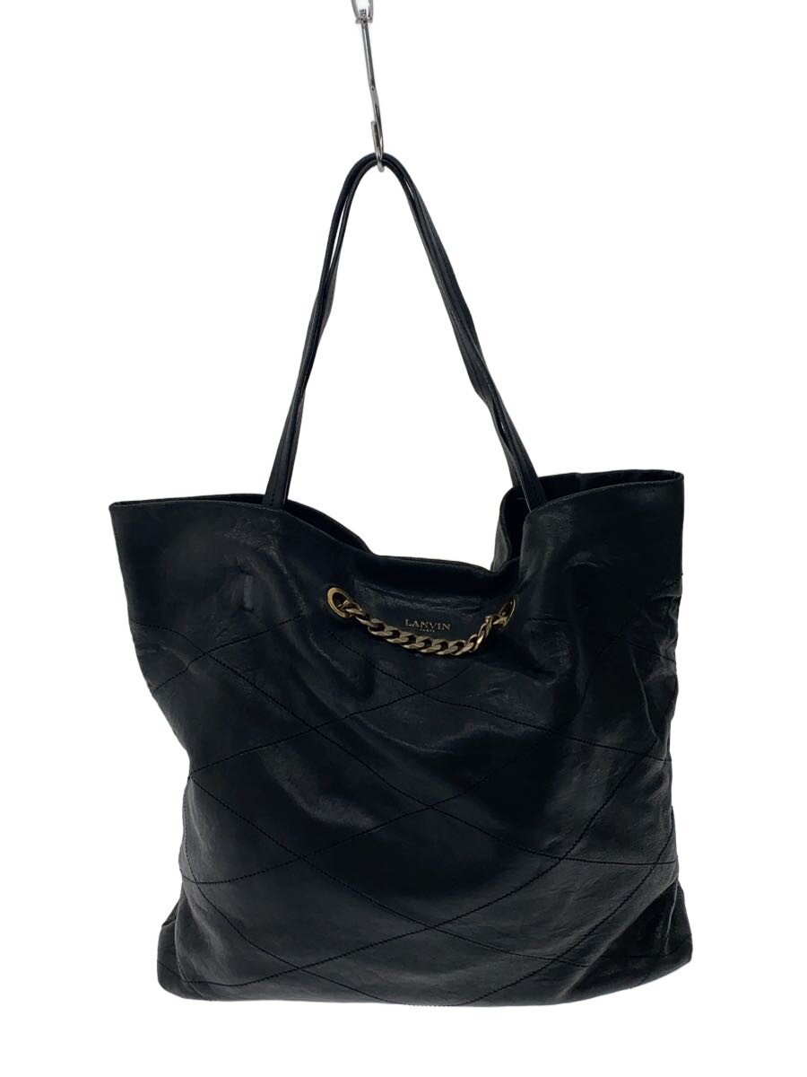 【中古】LANVIN◆Carry me/角フチ擦れ有/タバコ臭有/状態考慮/トートバッグ/レザー/BLK/無地【バッグ】｜2ｎｄ STREET 店