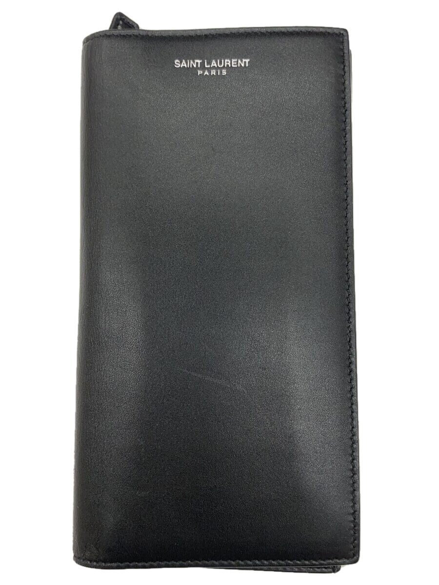 【中古】SAINT LAURENT◆長銭入れ/なめし革/BLK/無地/メンズ/GBL396308・1022//【服飾雑貨他】