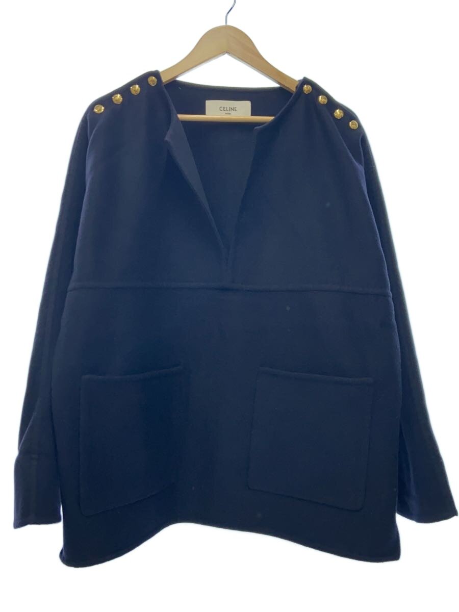 【中古】CELINE◆オープンノーカラージャケット/40/カシミヤ/NVY/2V49G6700【レディース御召しもの】