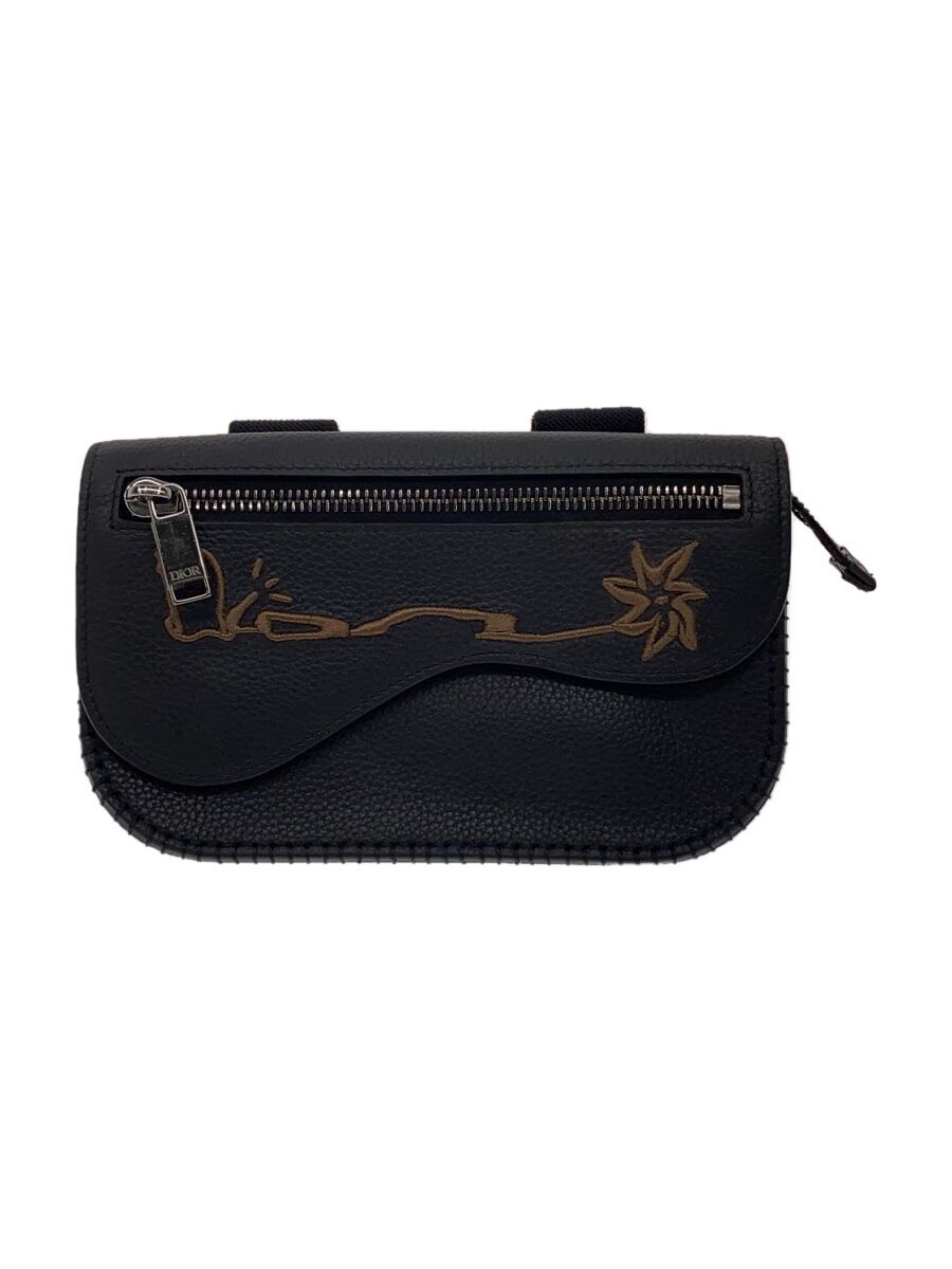 【中古】Christian Dior◆合財袋/なめし革/BLK/無地【御徒面子】