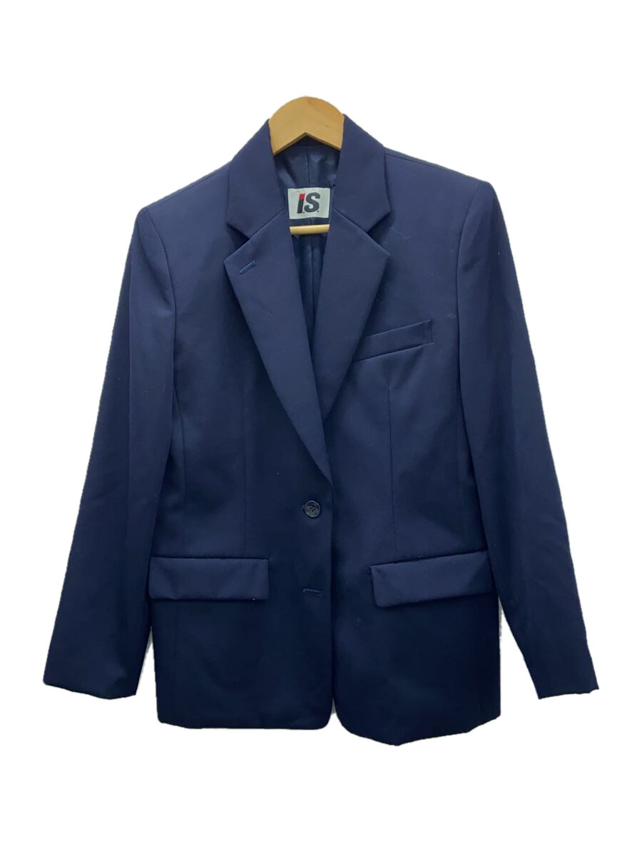 【中古】ISSEY MIYAKE◆テーラードジャケット/M/羊毛/NVY/無地/IS21-020【レディース御召しもの】