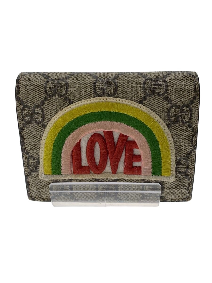 【中古】GUCCI◆2つ折り金入れ/PVC/BEG/モノグラム/レディース/476412 493075【服飾雑貨他】