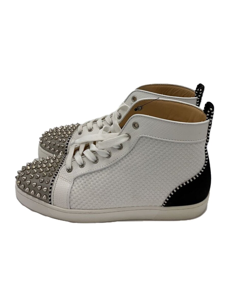 【中古】Christian Louboutin◆LOU SPIKES ORLATO FLAT/ハイカットスニーカー/39.5/WHT/3190310【シューズ】