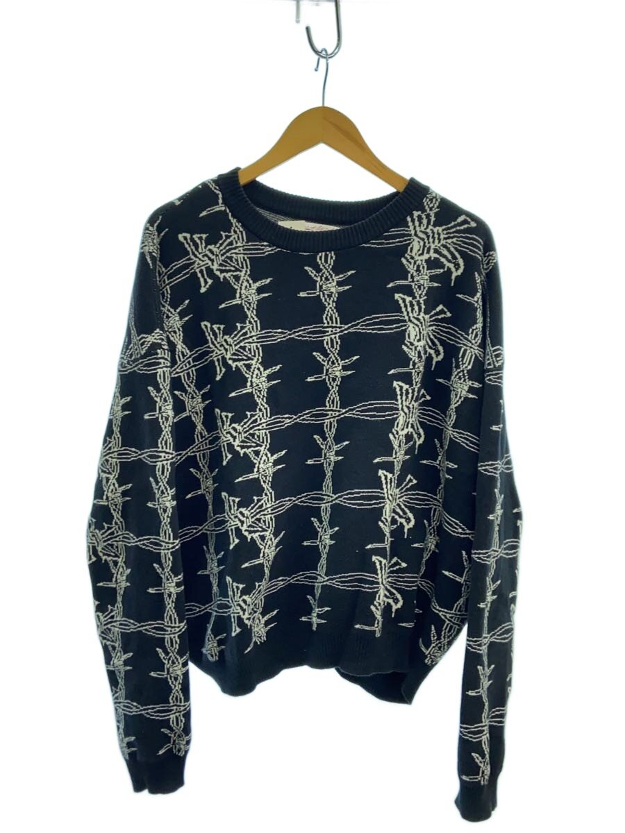 【中古】YARDSALE◆barbera knit/編み物・プルオーバー(朦々たる)/L/綿織物/BLK【メンズウェア】