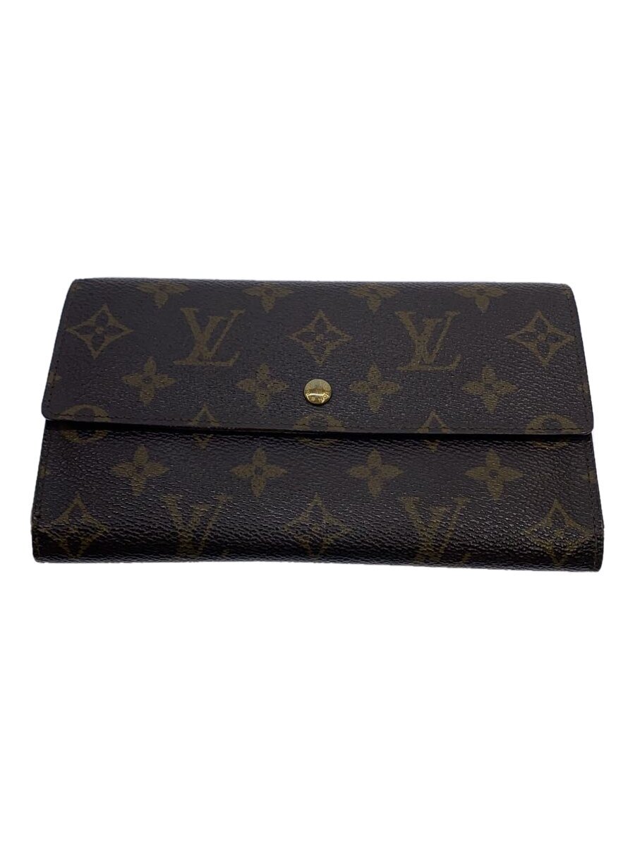 【中古】LOUIS VUITTON◆ポルト・トレゾール・インターナショナル_モノグラム・キャンバス_BRW/PVC/BRW/総柄/レディース【服飾雑貨他】