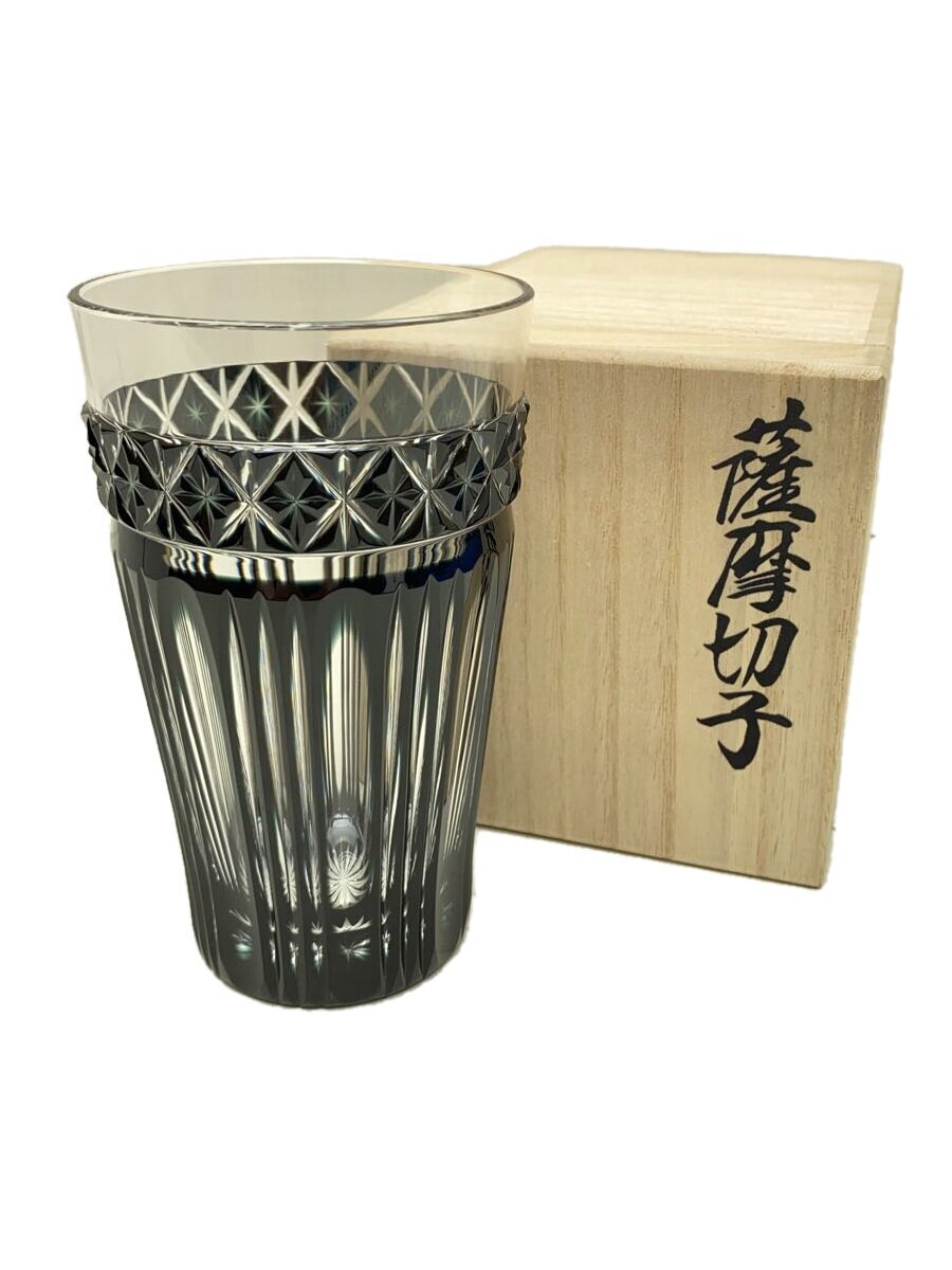 【中古】薩摩びーどろ工芸◆グラス/BLK/055108/黒切子ビアグラス//【キッチン用品】