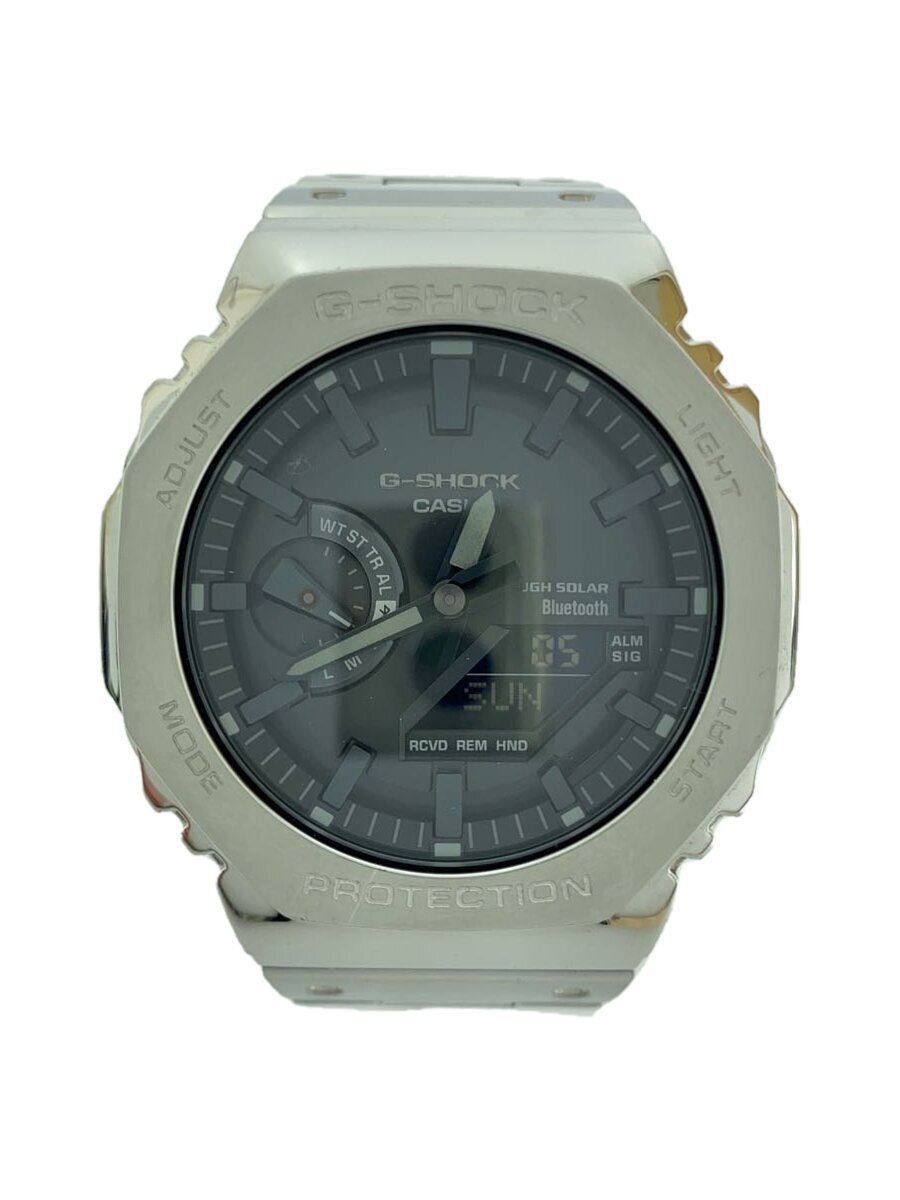 【中古】CASIO◆ソーラーウオッチ_G-SHOCK/デジアナ/ステンレス鋼/BLK/SLV/SS【服飾雑貨他】
