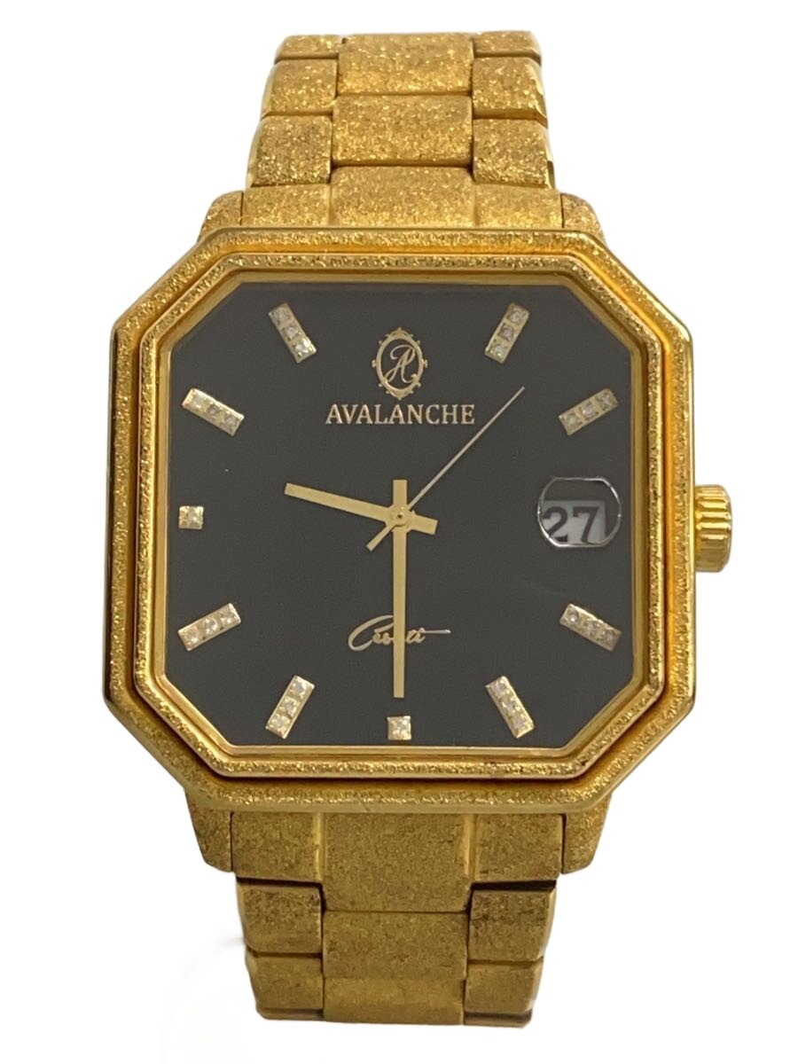 【中古】AVALANCHE GOLD\u0026JEWELRY◆ウォッチ/アナログ/BLK/GLD/92512-5【服飾雑貨他】