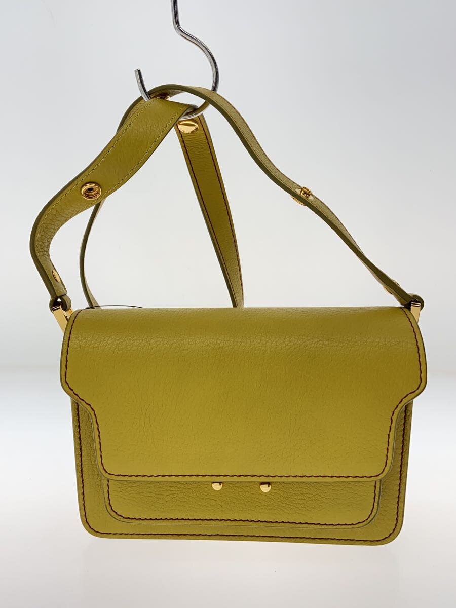 【中古】MARNI◆ショルダーバッグ/なめし革/黄色/無地【御徒面子】