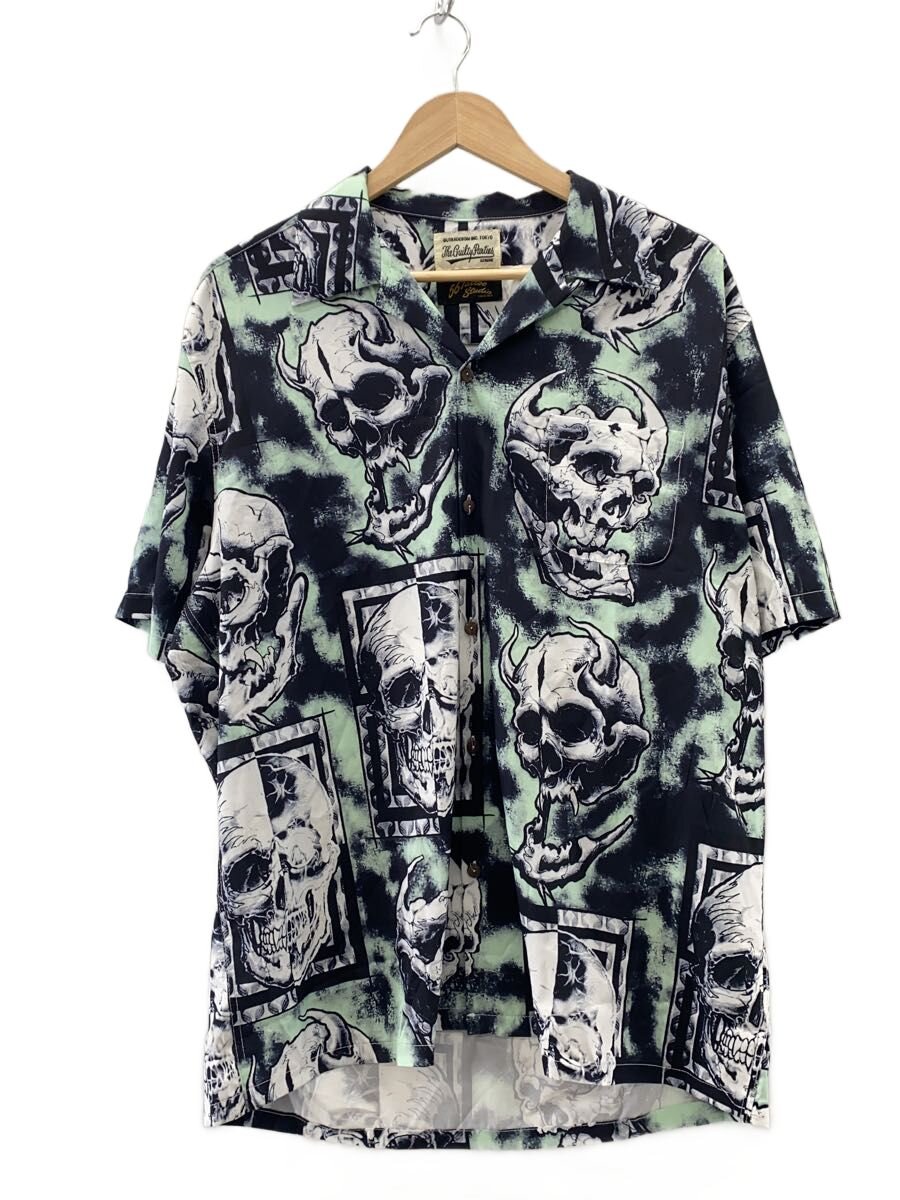 【中古】WACKO MARIA◆アロハシャツ/XL/人絹/GRN/総柄/56TATTOO【メンズウェア】