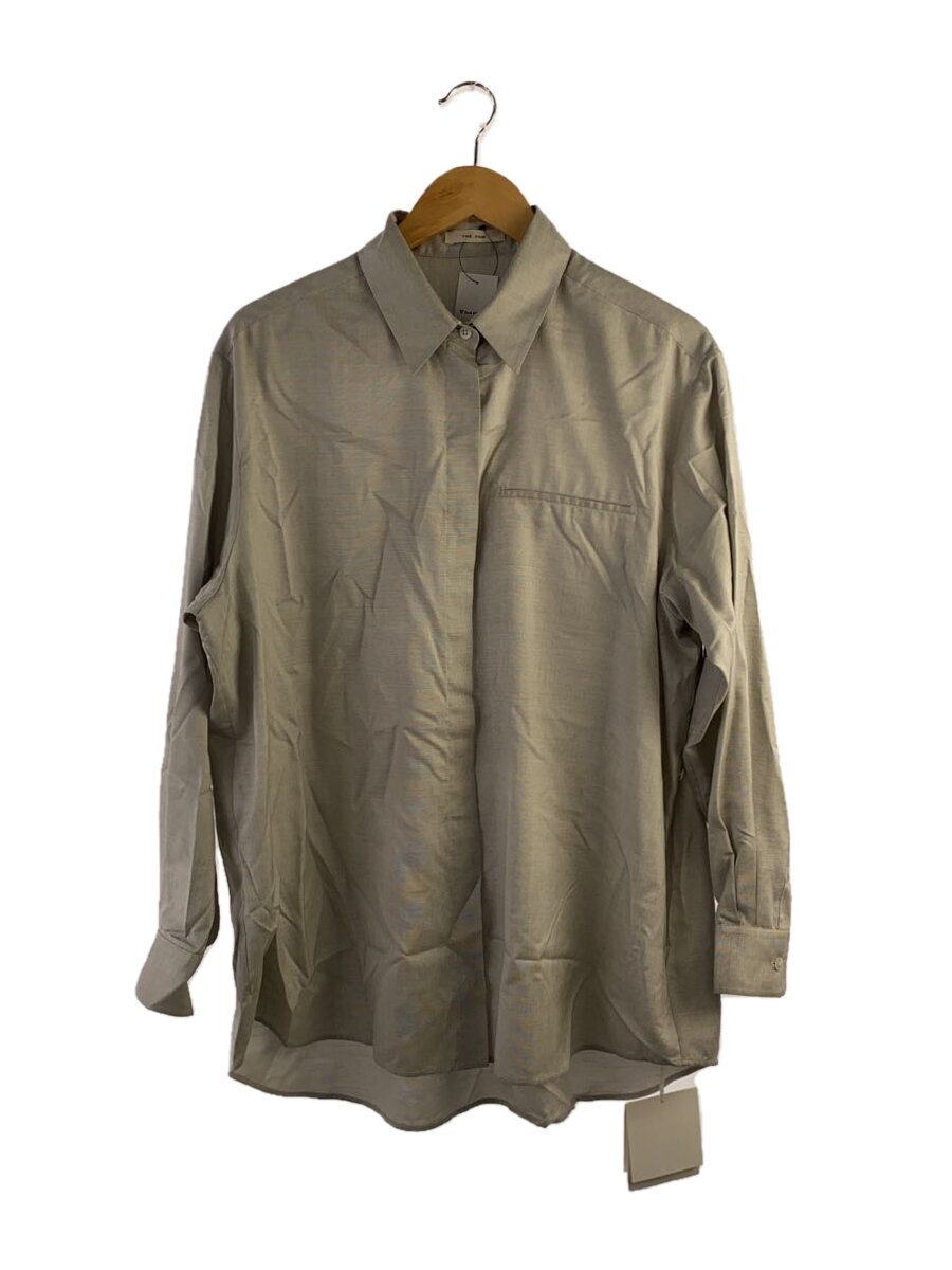【中古】THE ROW◆ELENI SHIRT長袖トップ/XS/絹地/GRY/7460【レディースお召しもの】