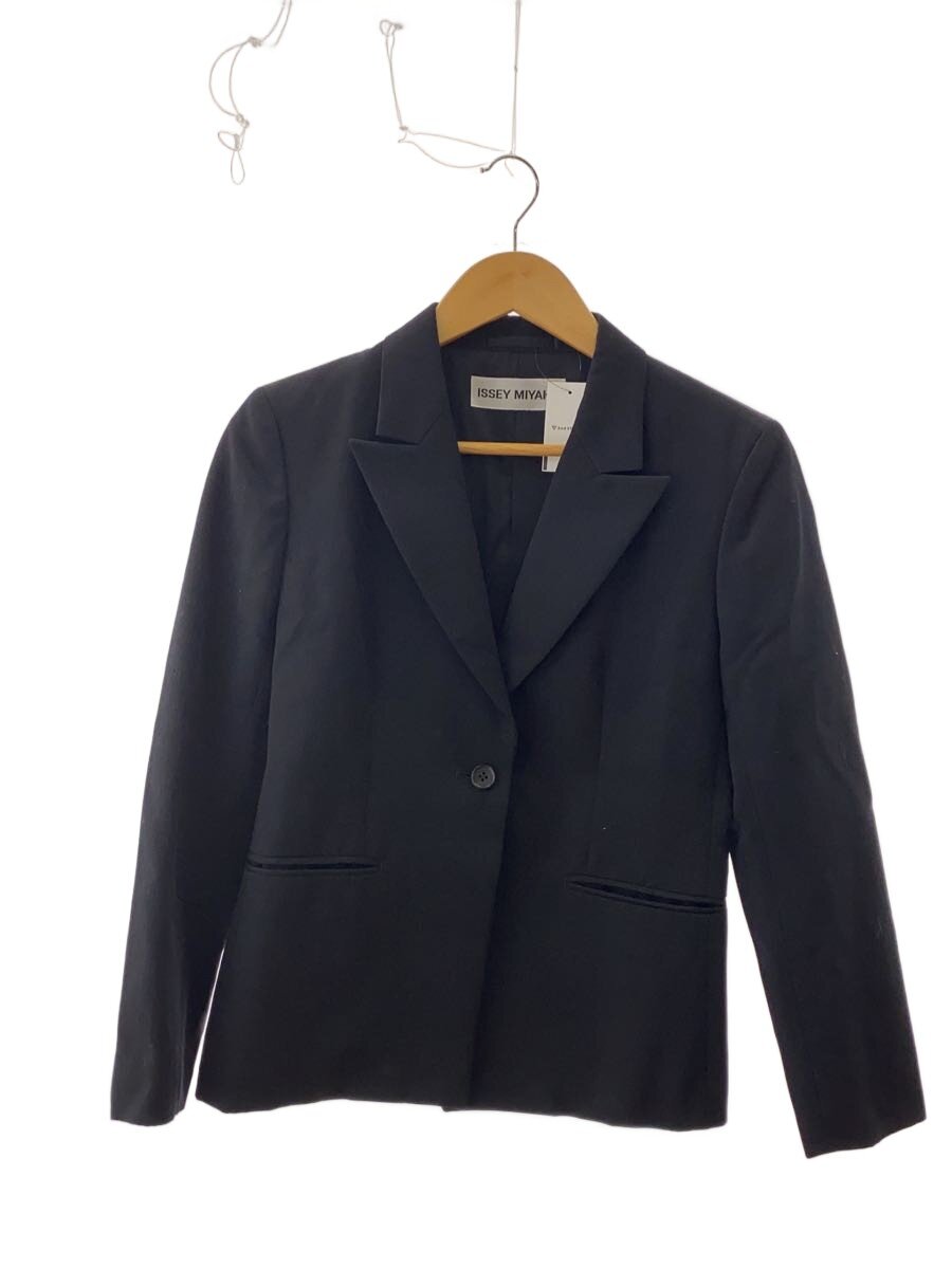 【中古】ISSEY MIYAKE◆虫食い有/テーラードジャケット/1/ウール/BLK/無地/IM33FD585【レディースウェア】｜2ｎｄ STREET 店