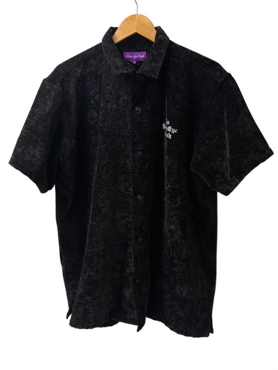 【中古】THE BLACK EYE PATCH◆OPEN COLLARED VELOR S/S SHIRT/XL/天鵞絨/BLK【メンズウェア】