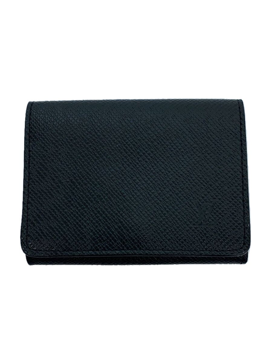 【中古】LOUIS VUITTON◆アンヴェロップ・カルト・ドゥ・ヴィジットNM_五分五分ガ_BLK/牛皮/M64595【服飾雑貨他】