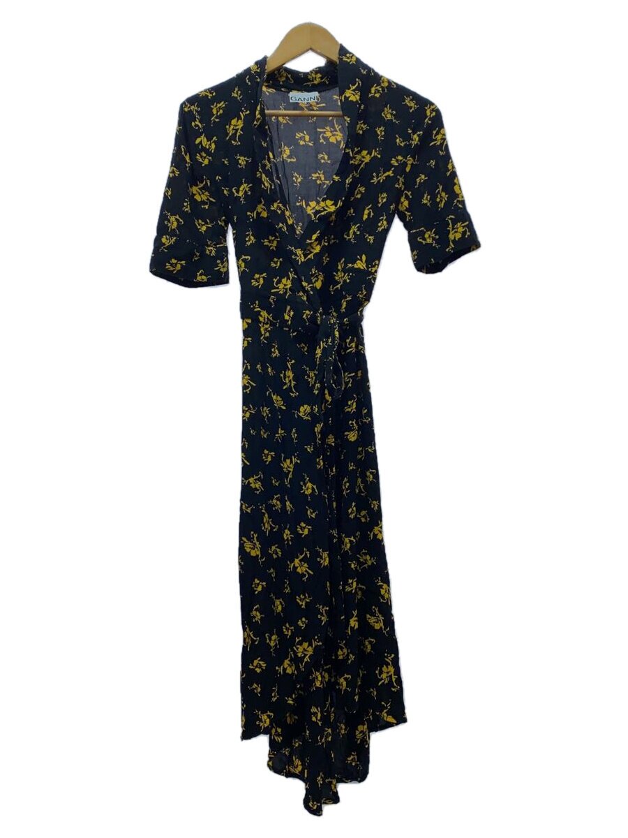【中古】GANNI◆半袖衣装/36/人絹/黒いこと/花柄/EUE-10180-A【レディース御召しもの】