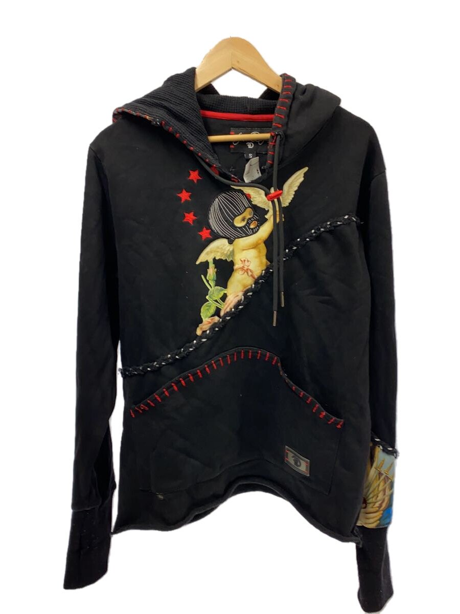 【中古】NUBIAN◆Angel Hoody/サムホール/天使/パッチワーク/パーカー/S/綿織物/BLK/FS107【メンズウェア】