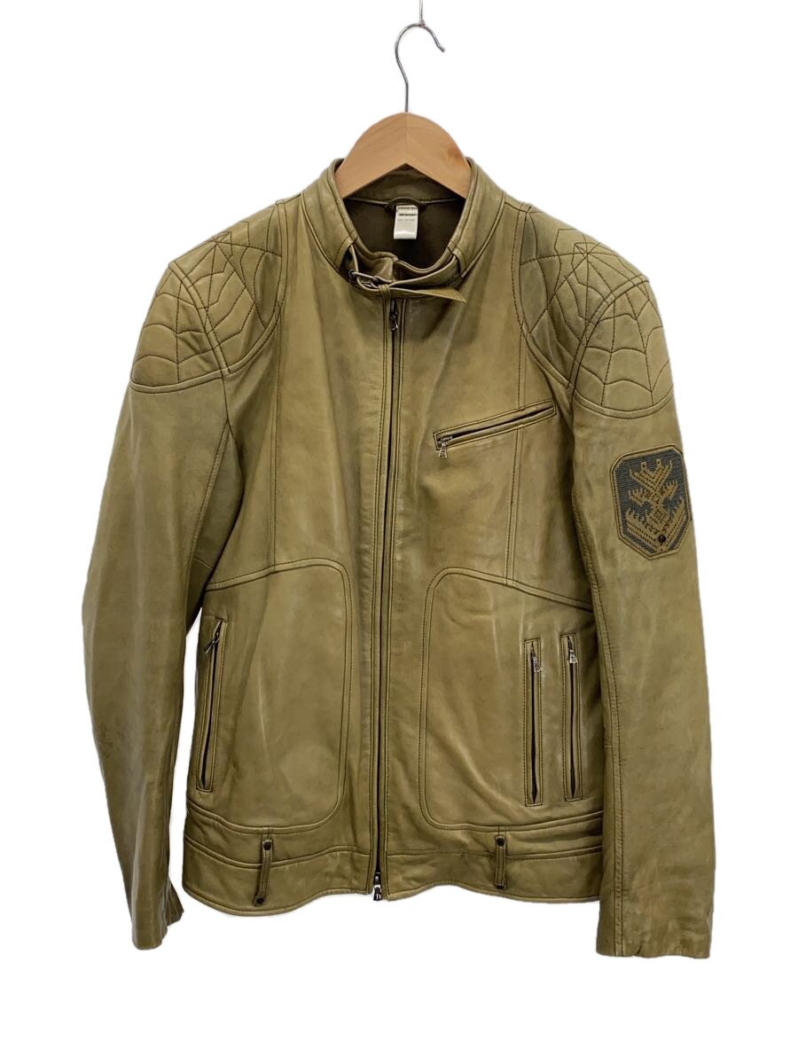 【中古】DIESEL◆イタリア製/シングルライダースジャケット/S/羊革/KHK/無地【メンズウェア】|2nd STREET 店