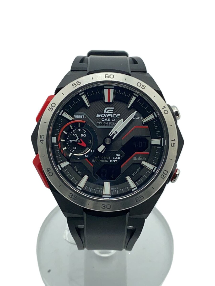 【中古】CASIO◆ソーラーウオッチ_EDIFICE/アナログ/--/BLK/BLK【服飾雑貨他】