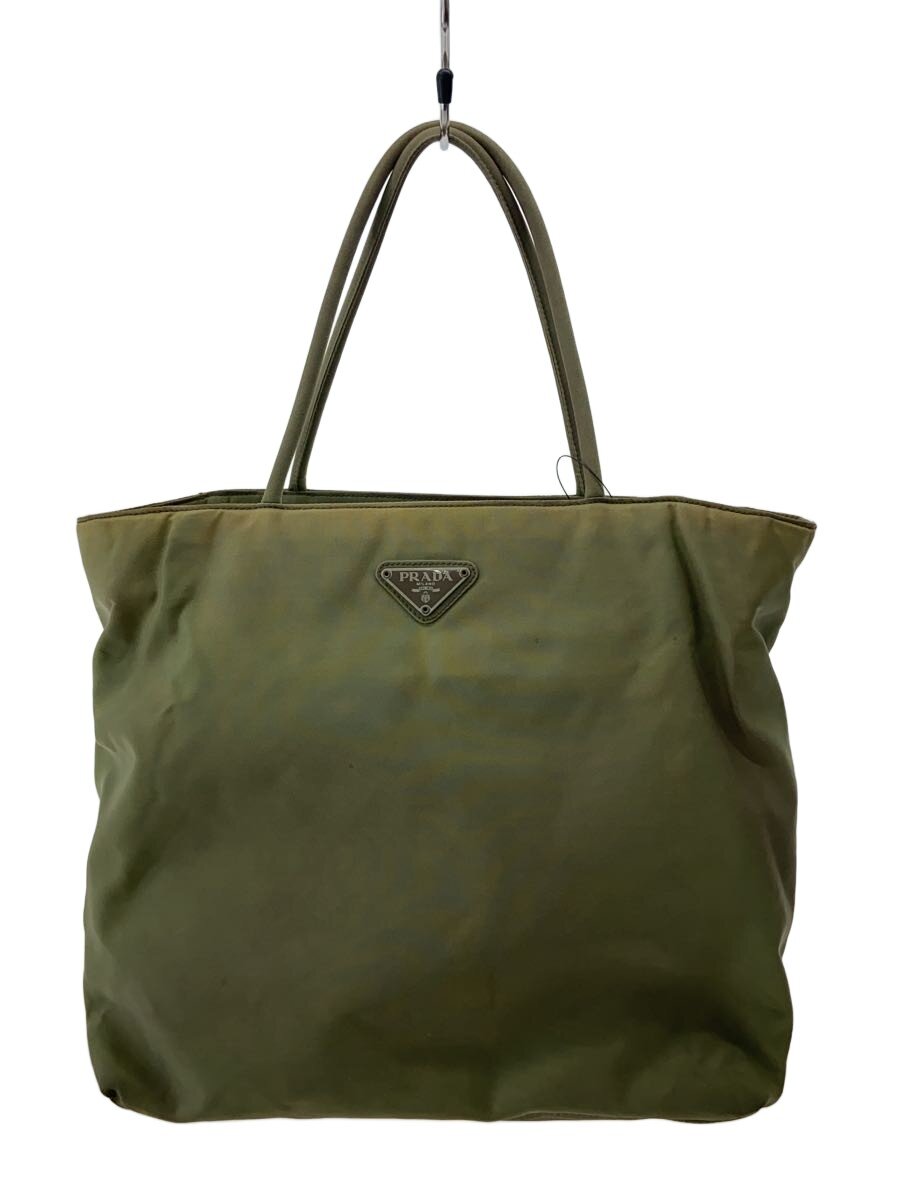 【中古】PRADA◆ハンドバック/ナイロン/CRM/無地//【御徒面子】