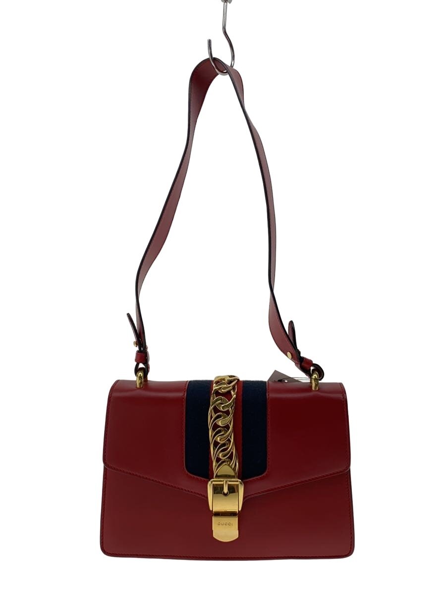【中古】GUCCI◆ショルダーバッグ_シルヴィ/なめし革/RED//【御徒面子】