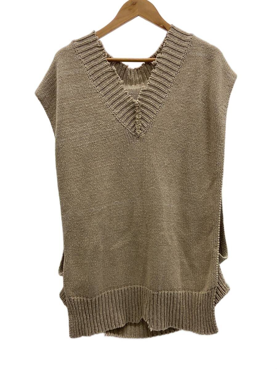 【中古】Maison Margiela◆22SS/コットンセルロースヘンプニットベスト/L/綿織物/BEG/無地/S50TH0056【レディース御召しもの】