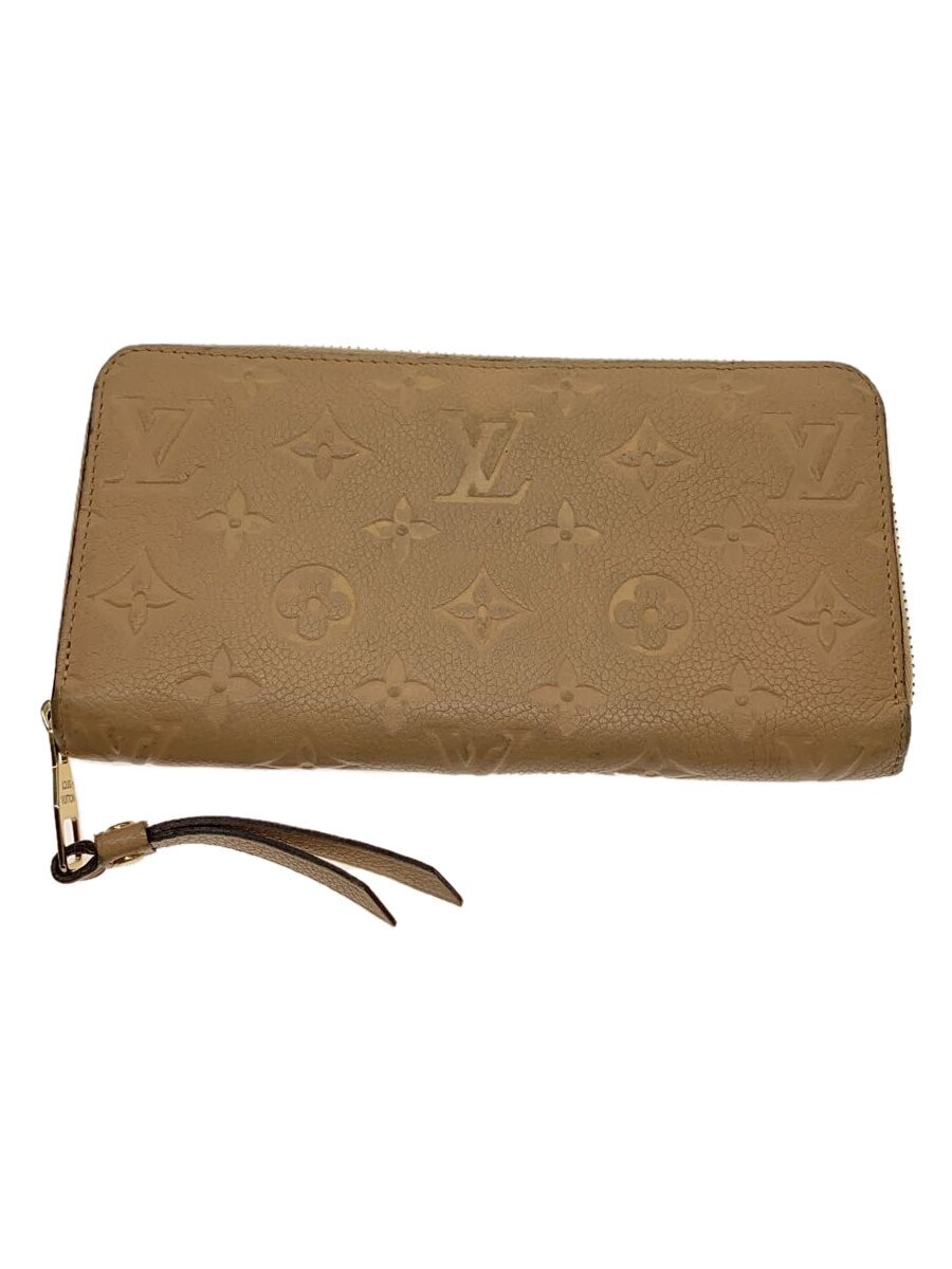 【中古】LOUIS VUITTON◆ジッピー・ウォレット_モノグラム・アンプラント_BEG/牛革/BEG/レディース【服飾雑貨他】