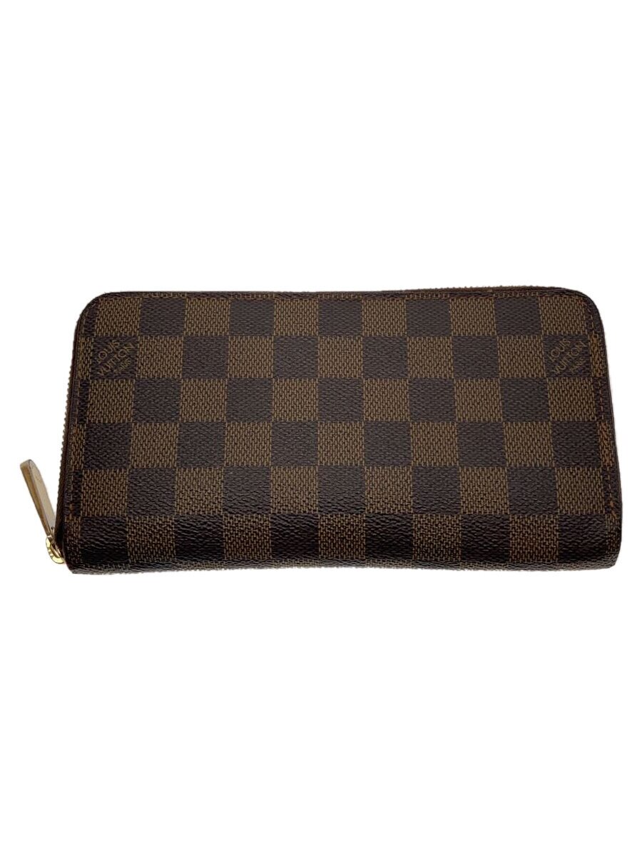 【中古】LOUIS VUITTON◆1)ジッピー・ウォレット_ダミエ・エベヌ_BRW/PVC/BRW/レディース【服飾雑貨他】