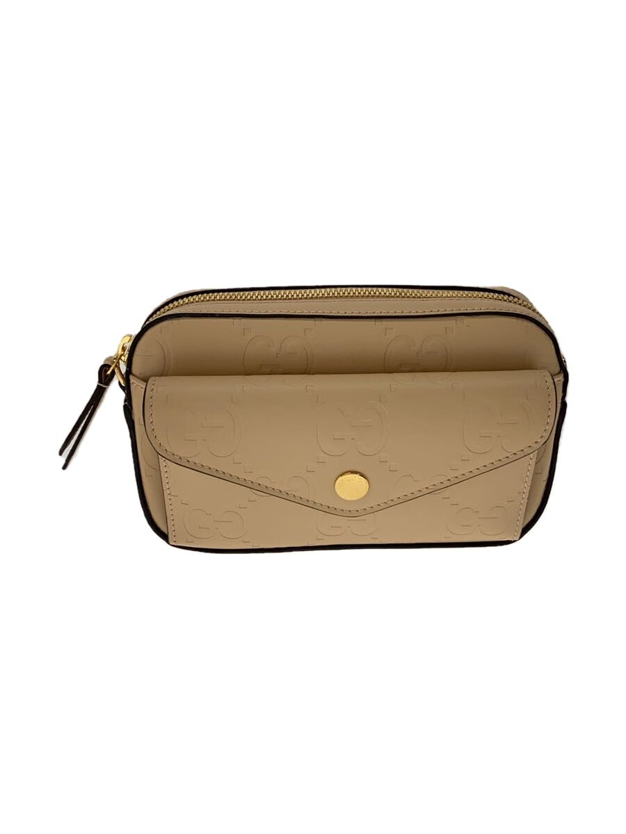 【中古】GUCCI◆ミニショルダーバッグ/なめし革/BEG【御徒面子】