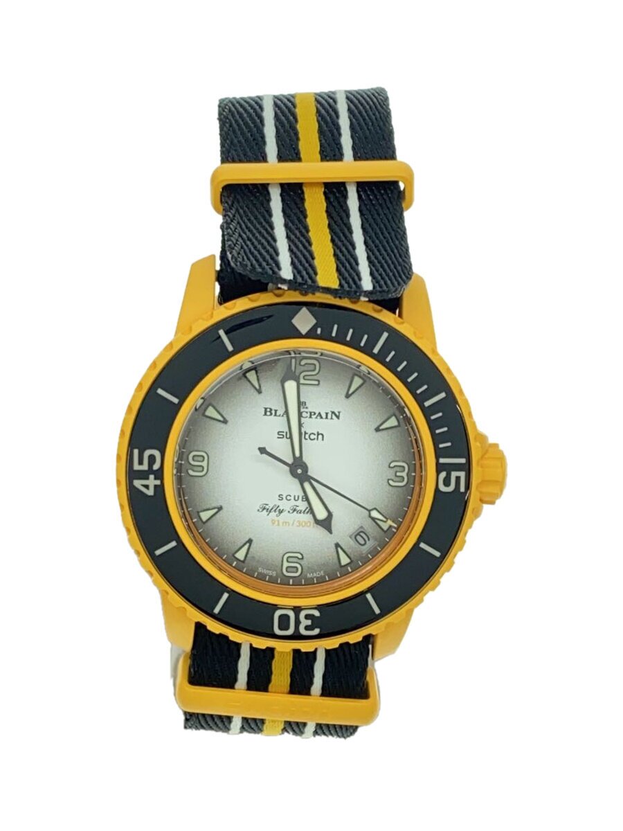 【中古】BLANCPAIN◆自動小銃巻ウオッチ/アナログ/--/WHT/YLW/so35p100/20240102日差-16//【服飾雑貨他】