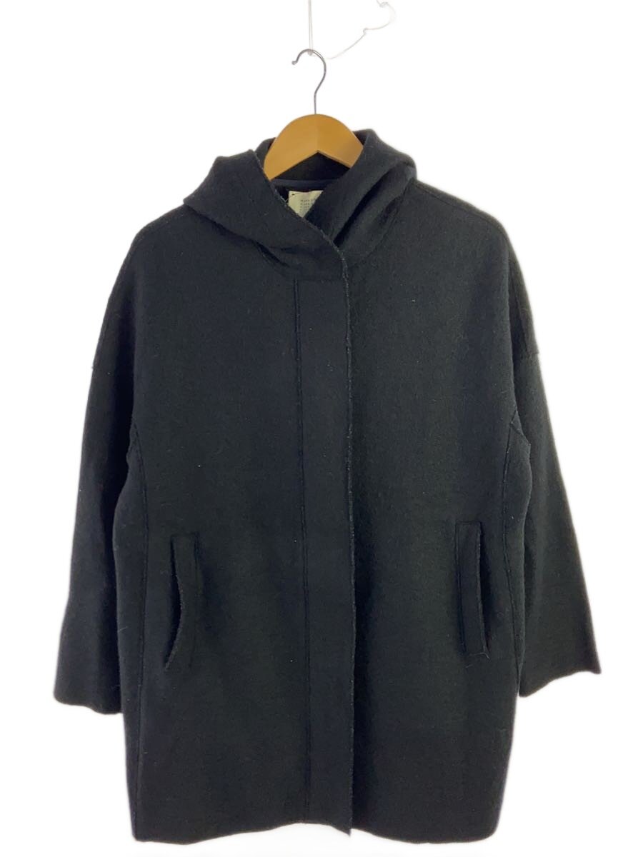 【中古】HARRIS WHARF LONDON◆厚地の外套/S/羊毛/BLK/無地【レディース御召しもの】