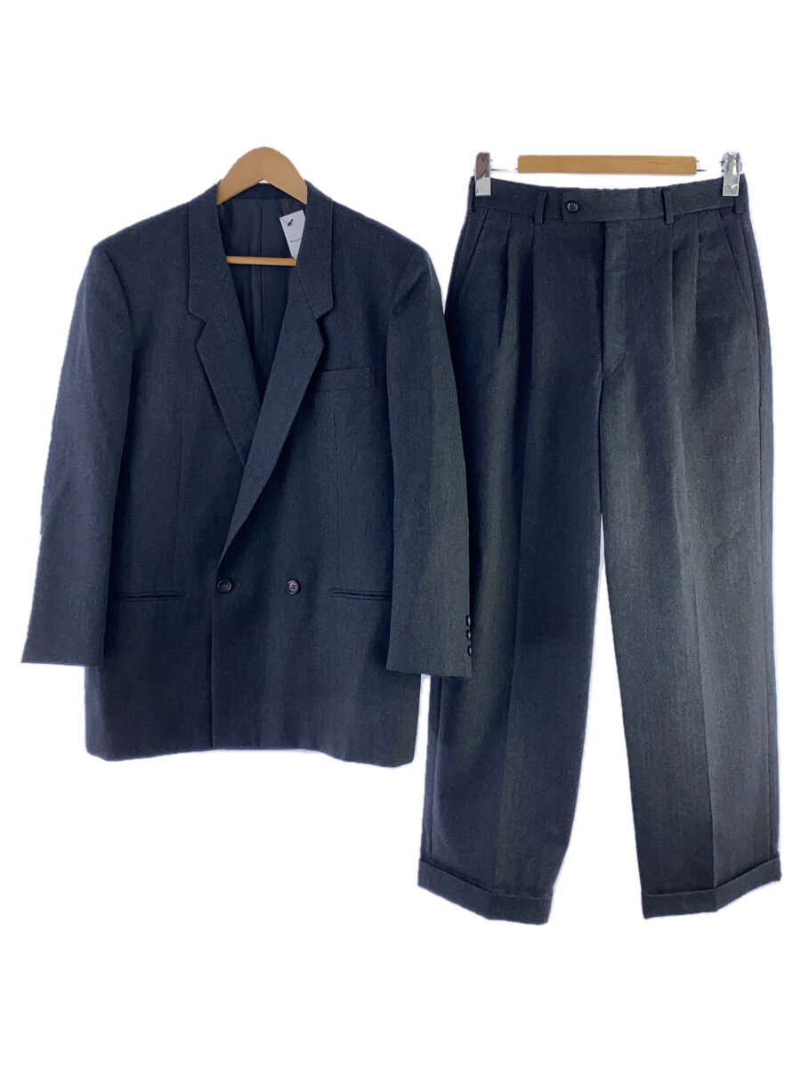 【中古】COMME des GARCONS HOMME◆80s/ダブル乳ぶさ/2タック/セットアップ/M/羊毛/GRY/杉綾模様/HS-05017M/? NULL ?【メンズウェア】