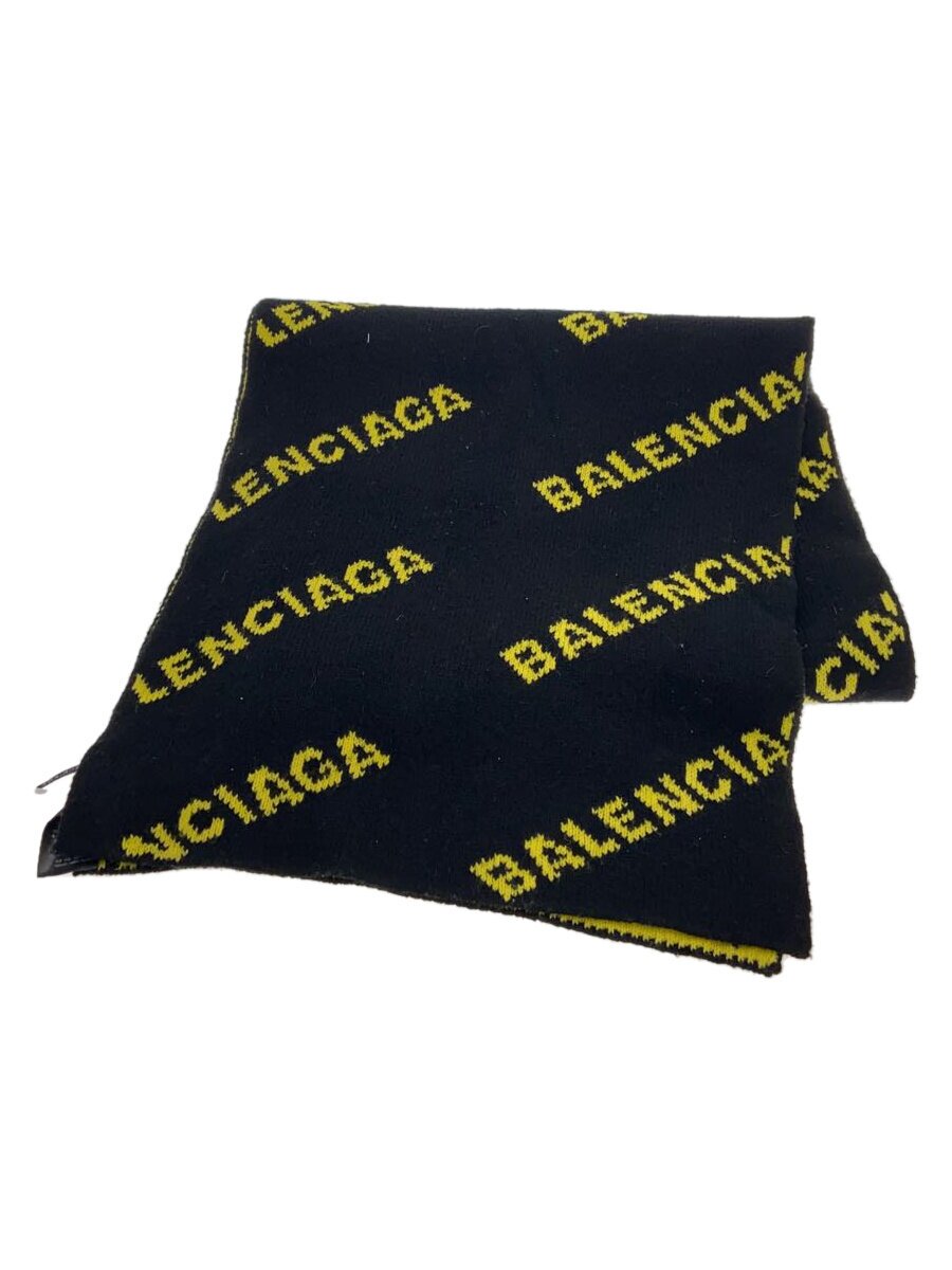 【中古】BALENCIAGA◆えり巻き/羊毛/YLW/総柄/メンズ/K210 555281 T1473【服飾雑貨他】