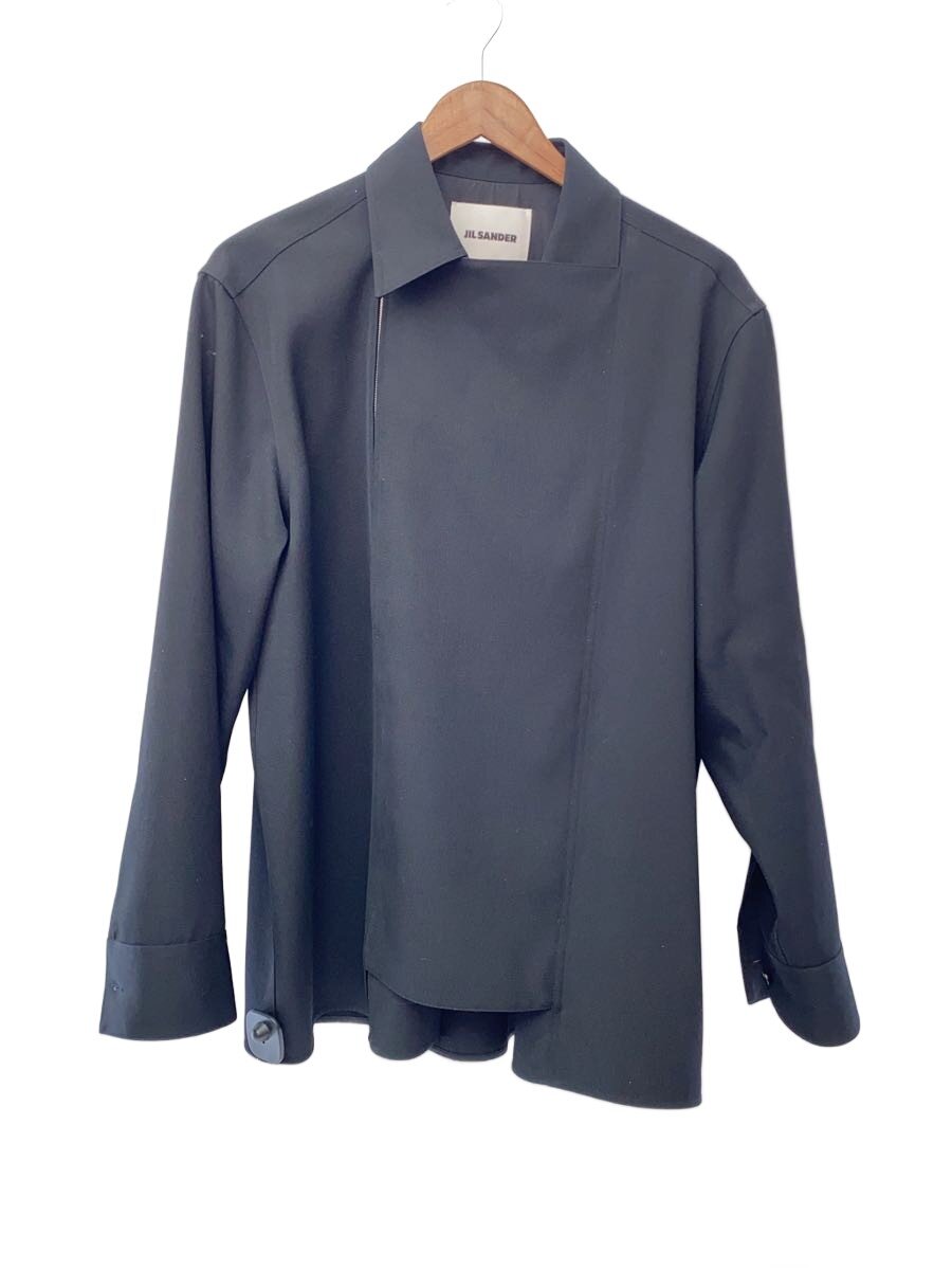 【中古】JIL SANDER◆ストレートボクシーカットブルゾン ジップアップシャツジャケット/40/ウール/BLK/J21DL0011【メンズウェア】｜2ｎｄ STREET 店