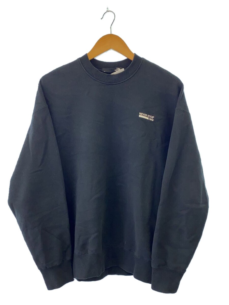 【中古】THE NORTH FACE◆NEVER STOP ING CREW_ネバーストップ アイエヌジークルー/M/綿織物/BLK/無地【メンズウェア】