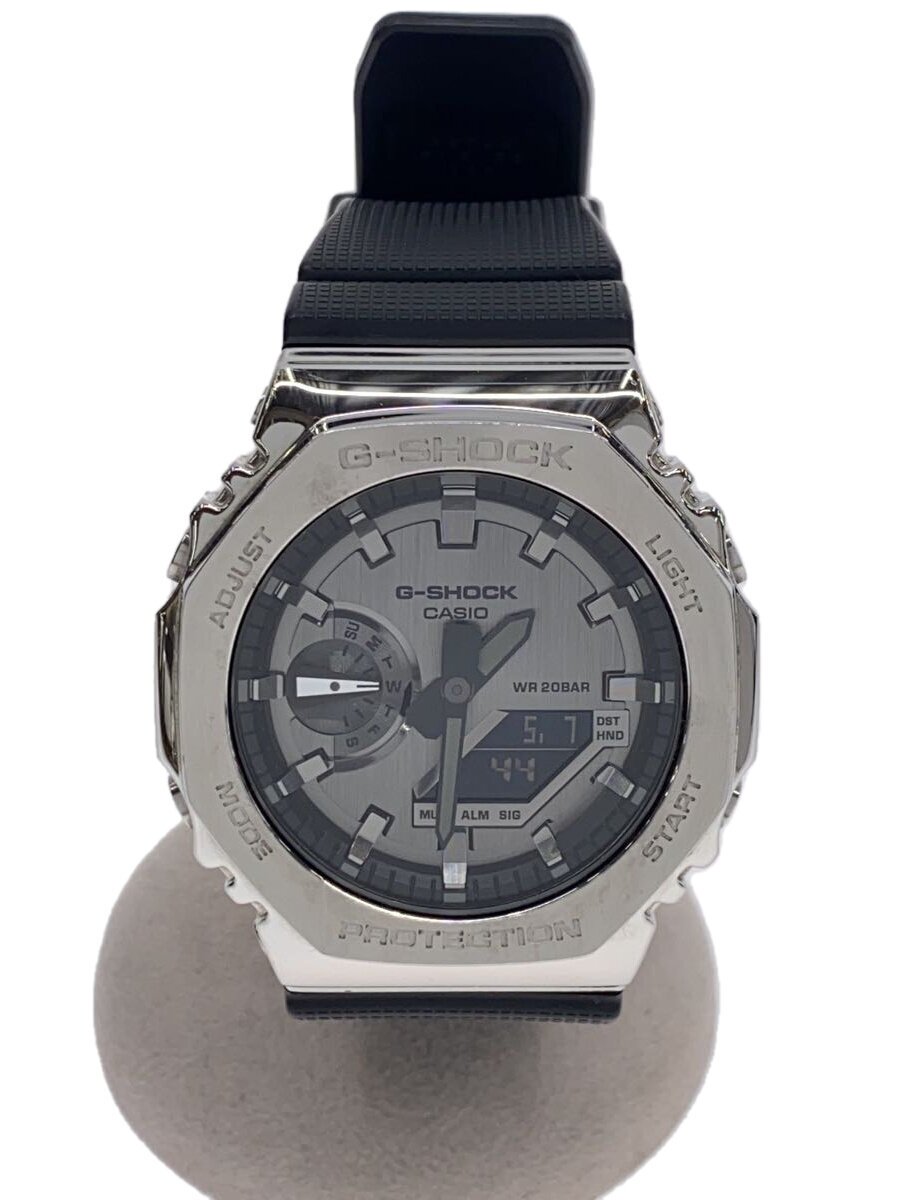 【中古】CASIO◆石英ウオッチ_G-SHOCK/デジアナ/天然ゴム/SLV/BLK【服飾雑貨他】