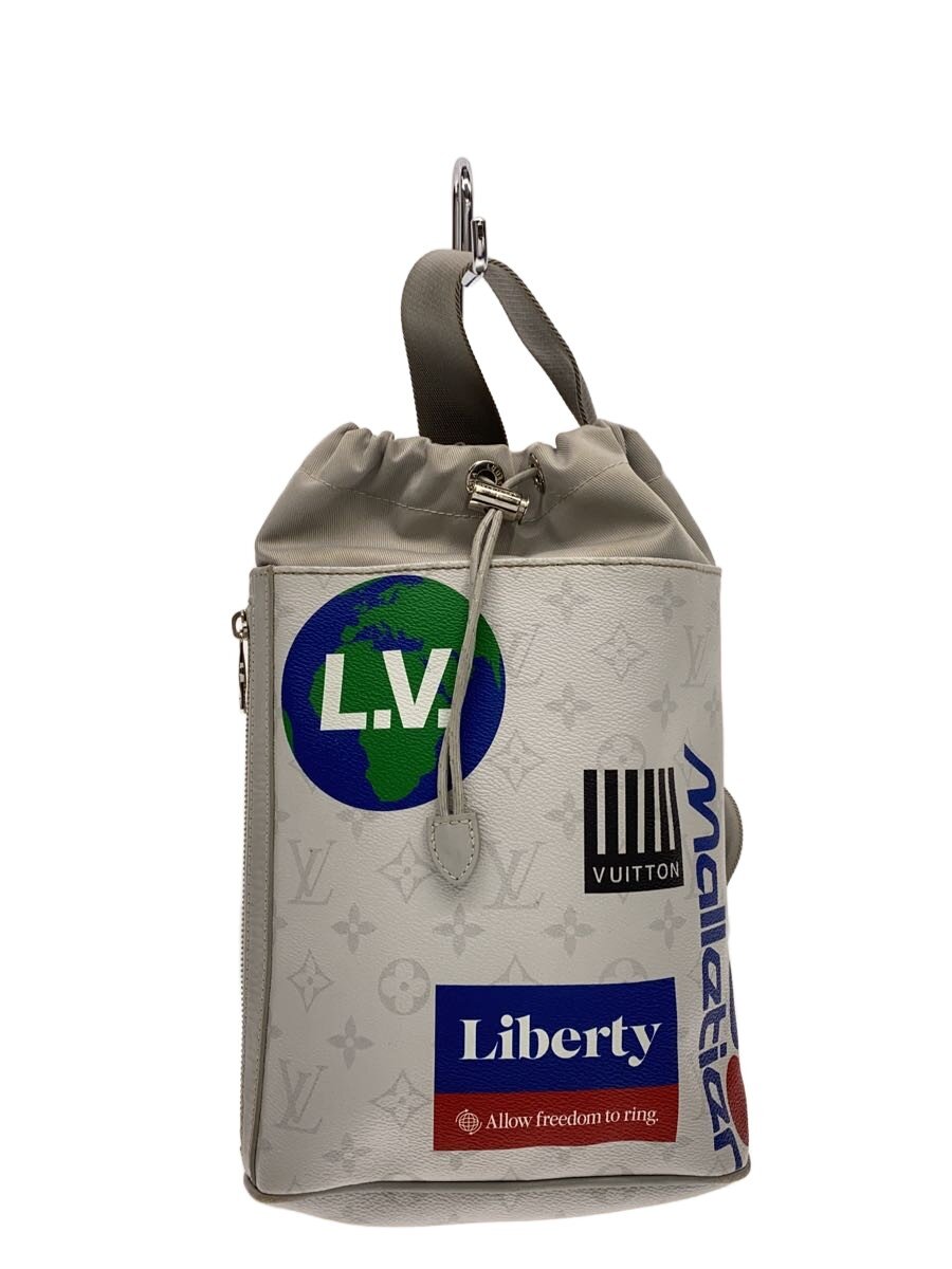 【中古】LOUIS VUITTON◆チョーク・スリングバッグ_モノグラム・白いこと_LVロゴタイプ刷り上げる/PVC/白いこと【御徒面子】