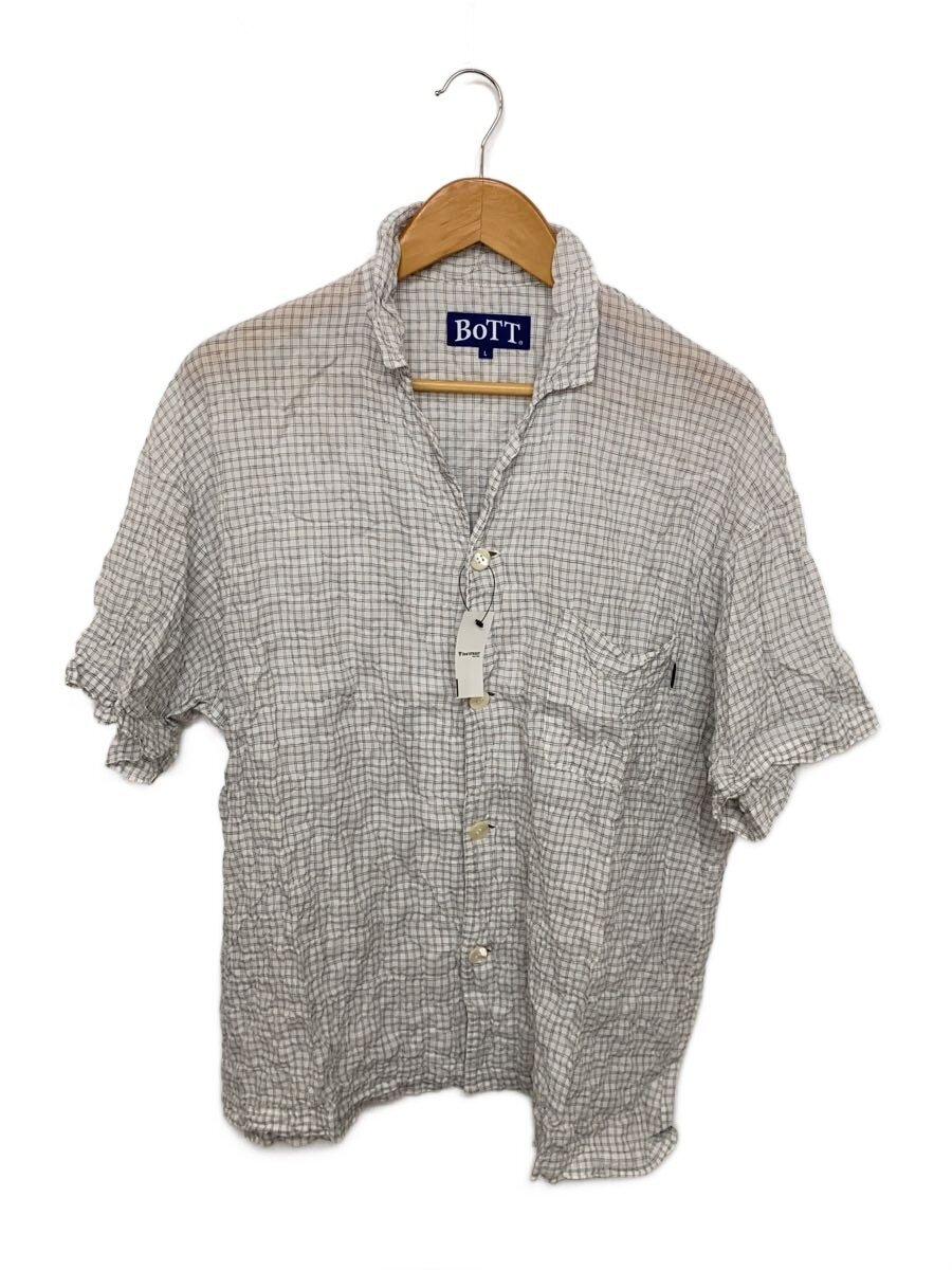 【中古】BoTT◆24SS/Windowpane S S Tee /半袖プルオーバー/L/綿織物/WHT/読み合わせる【メンズウェア】
