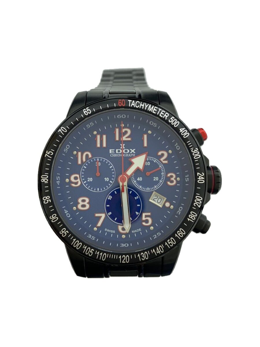 【中古】EDOX◆石英ウォッチ/アナログ/ステンレス鋼/BLU/BLK/SS/10229-37NRM//【服飾雑貨他】