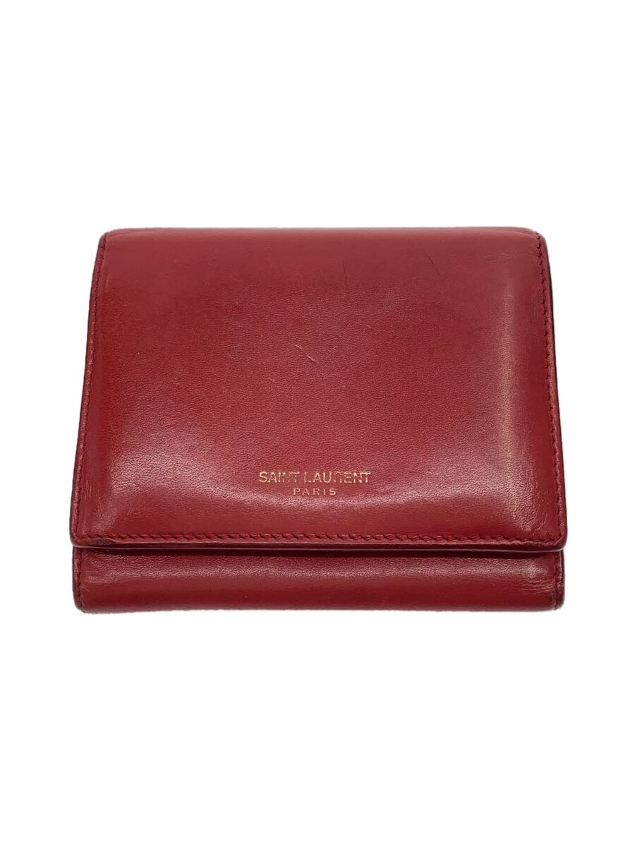 【中古】SAINT LAURENT◆3つ折り紙入れ/なめし革/RED/メンズ/513092【服飾雑貨他】
