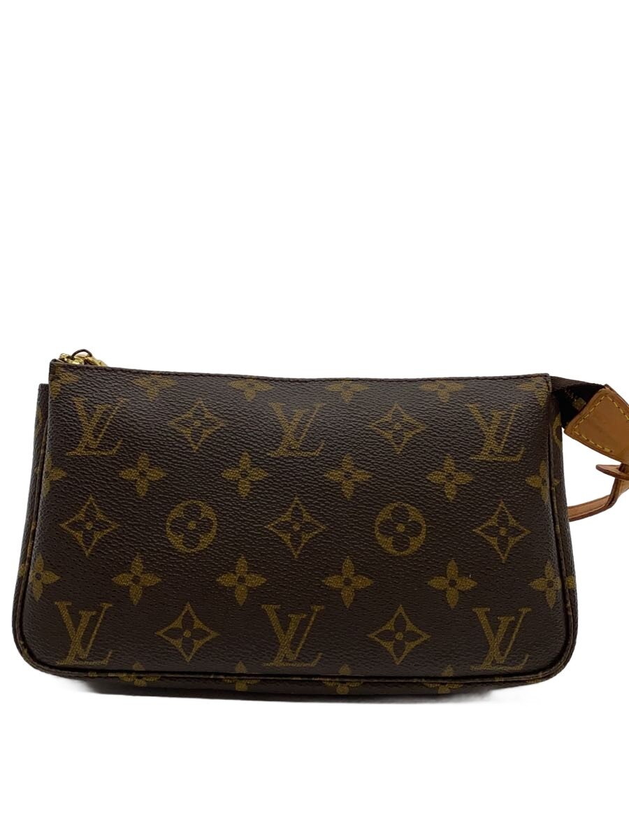 【中古】LOUIS VUITTON◆1)ポシェット・アクセソワール_モノグラム・帆布_BRW/PVC/BRW/? NULL ?【御徒面子】