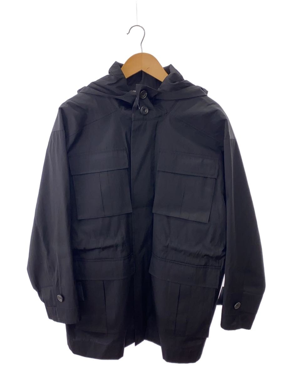 【中古】POSTELEGANT◆22AW Wool Silk Utility Coat/マウンテンパーカ/38/羊毛/BLK/無地【メンズウェア】