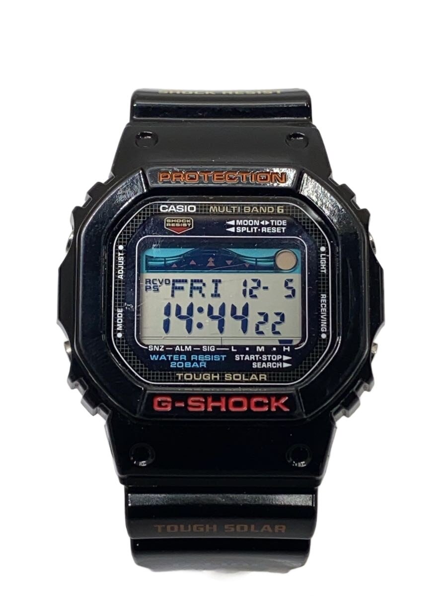 【中古】CASIO◆ソーラーウオッチ・G-SHOCK/デジタル/天然ゴム/BLK/BLK【服飾雑貨他】