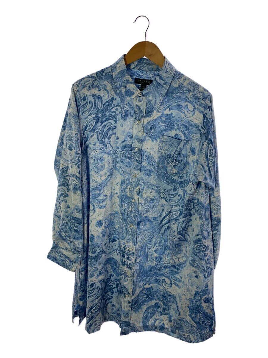 【中古】RALPH LAUREN◆80s/長袖プルオーバー/XL/ポリエステル/BLU/総柄【メンズウェア】