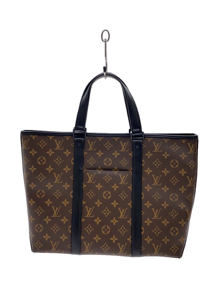 【中古】LOUIS VUITTON◆ウィークエンド・トートPM_モノグラム・マカサー_BRW/PVC【御徒面子】