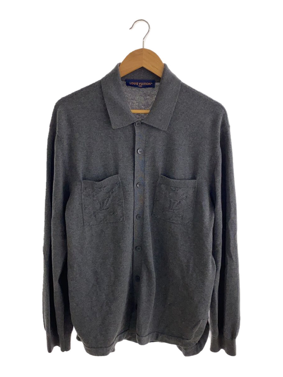 【中古】LOUIS VUITTON◆コットンニットオーバーシャツ/長袖プルオーバー/M/薄墨色/1AFANI【メンズウェア】