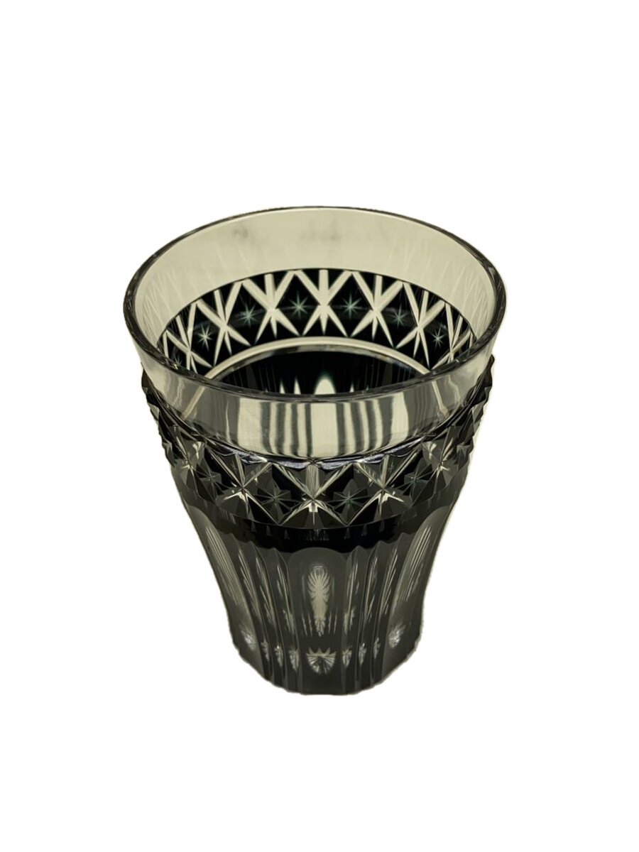 【中古】薩摩びーどろ工芸◆切子タンブラー/ビアグラス/グラス/BLK【キッチン用品】