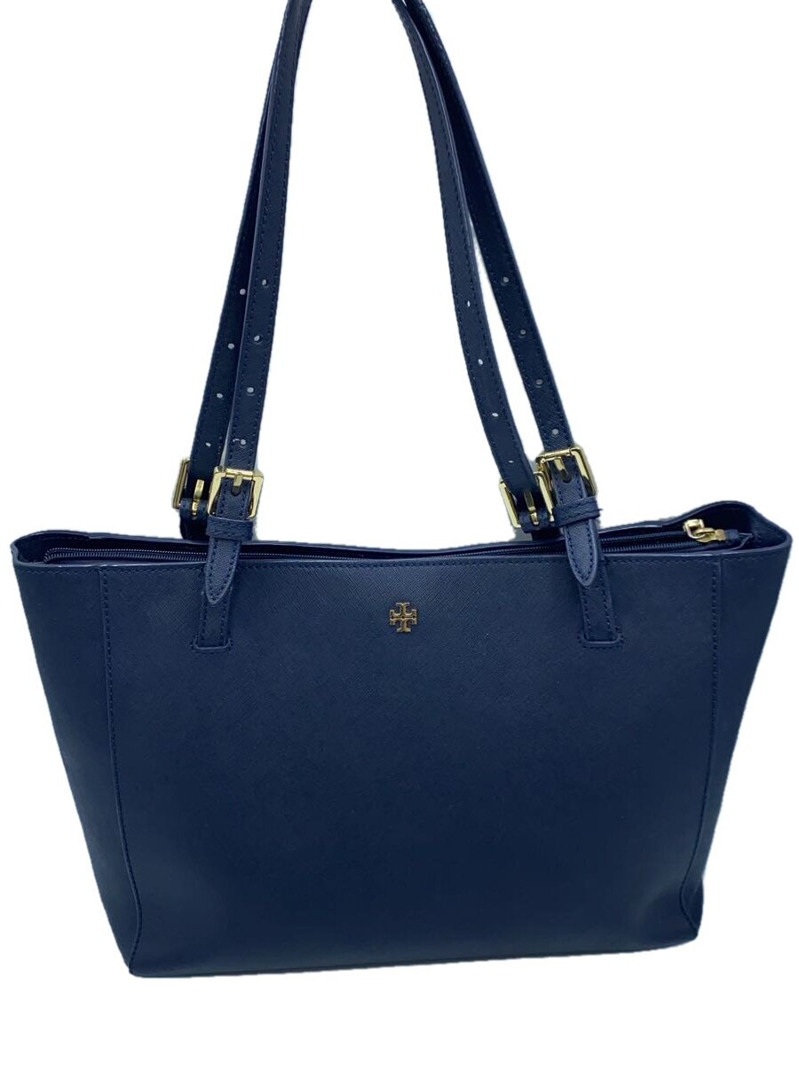 【中古】TORY BURCH◆トートバッグ/なめし革/NVY/無地/10005963【御徒面子】